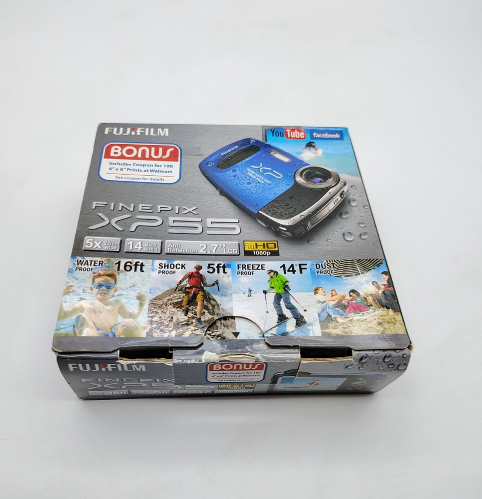 FujiFilm FinePix XP55WM 14MP Waterproof Digital Camera with Battery Charger SD Card