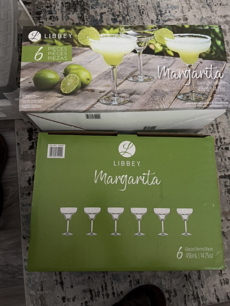 2X 6-Pack Libbey 14.75oz Margarita Glasses Thick Rim Wide Bowl Made in USA