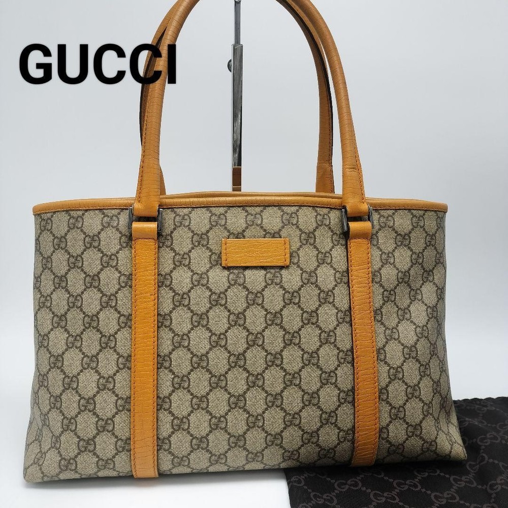 GUCCI GG PVC Tote Bag in Beige Authentic F05291557