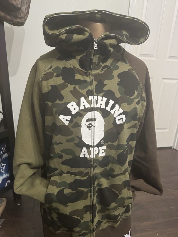 2023 BAPE 1st Camo Crazy College Full Zip Hoodie 'Green'