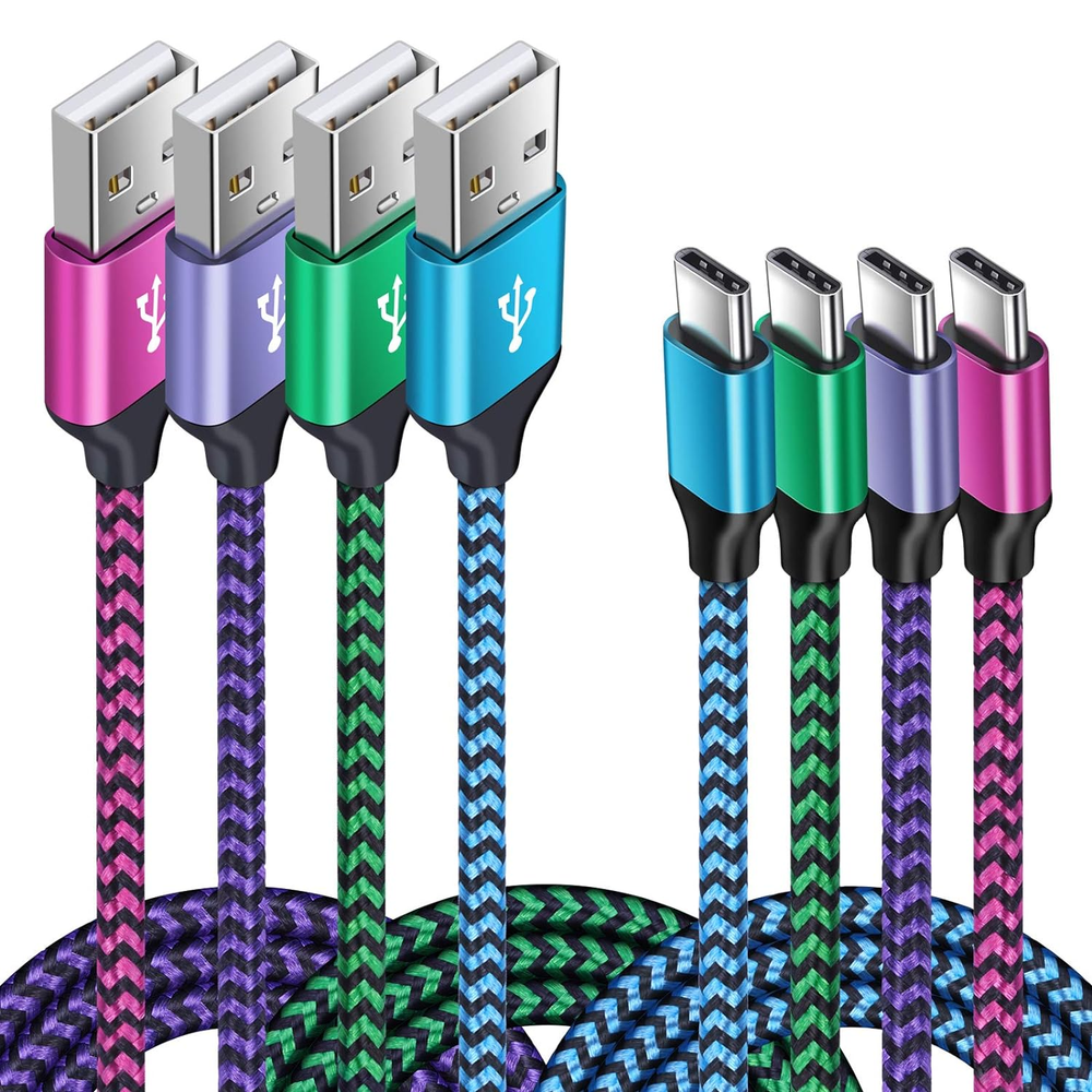 4-Pack USB-C Fast Charger Cable for Android & Car Charging