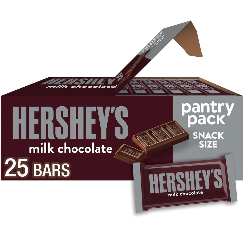 Hershey's Milk Chocolate Snack Size Candy Bars 25 Pack 11.25 Ounce Box