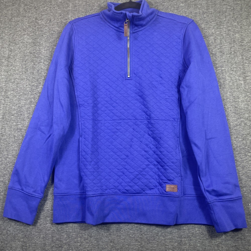 LLBean Quilted Quarter Zip Pullover Sweatshirt Colbalt  Blue Women's Medium