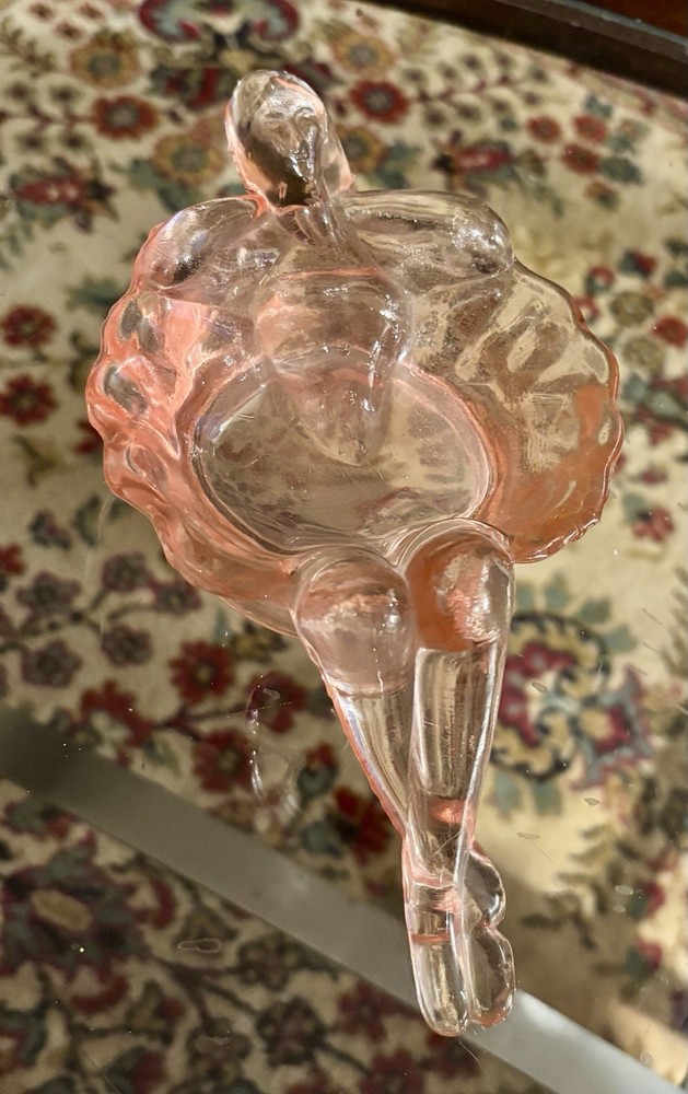 Vintage 1940s Pink Mosser Glass Nude Soap Dish Bathing Lady Original  