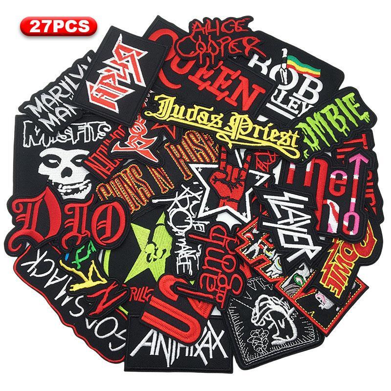 Random Lot of 27 Rock Band Patches Iron on Music Punk Roll Heavy Metal Sew
