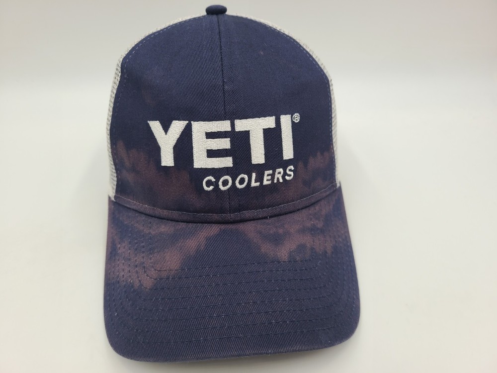 Yeti Coolers Distressed Mesh Trucker Snapback Hat Cap Hike Men Women Blue White