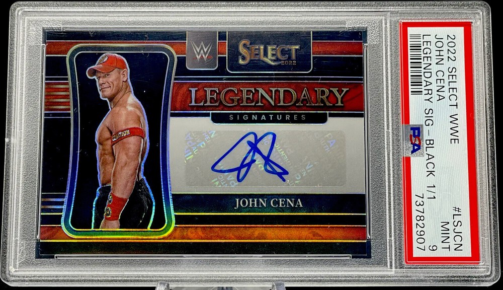 John Cena 2022 Panini Select WWE Legendary Signatures Prizm BLACK 1/1 AUTO PSA 9