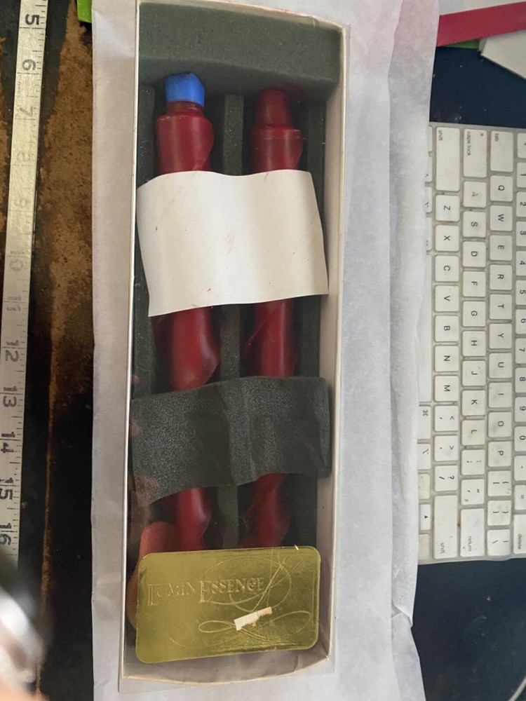 2 Red 10-inch Beeswax Twisted Taper Candles by Luminescence