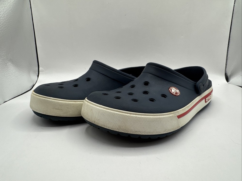 Crocs Crocband Clogs Slip-on Unisex Adult Size Men 6 Women 8 Navy White Red