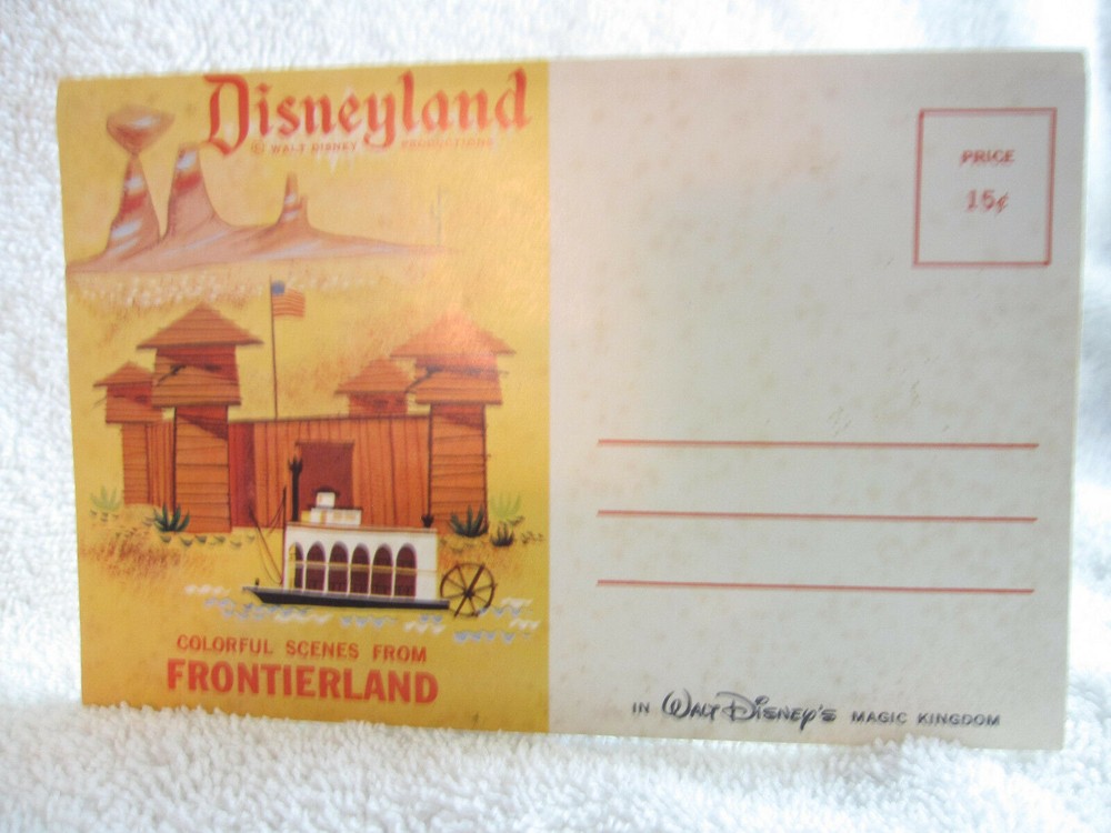 1960s Vintage Disneyland Frontierland 13-Scene Postcard Folder Original Disney Collectible