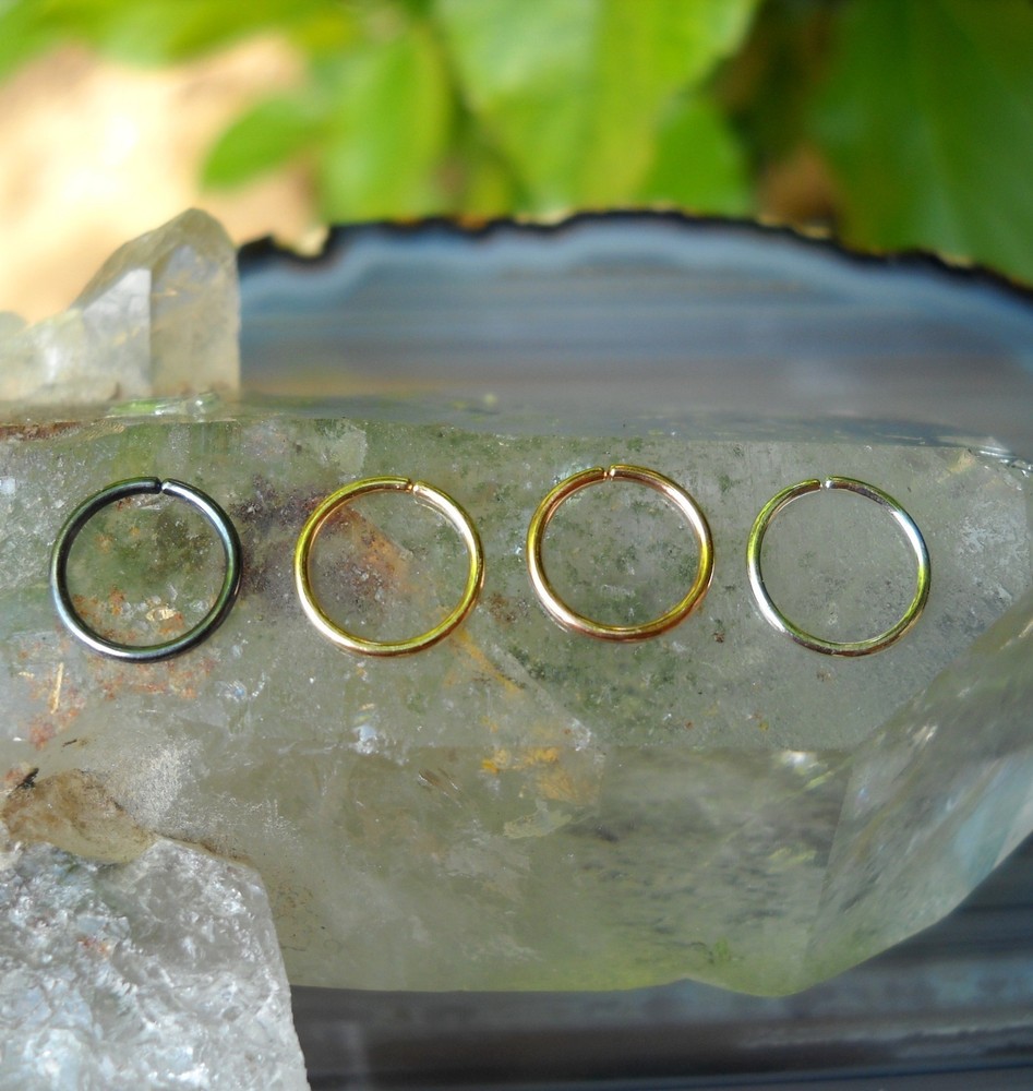 Nose Rings Hoops SterlSilver Yellow&Rose Gold Filled-Set of 4 Hoops 20 Gauge 7mm