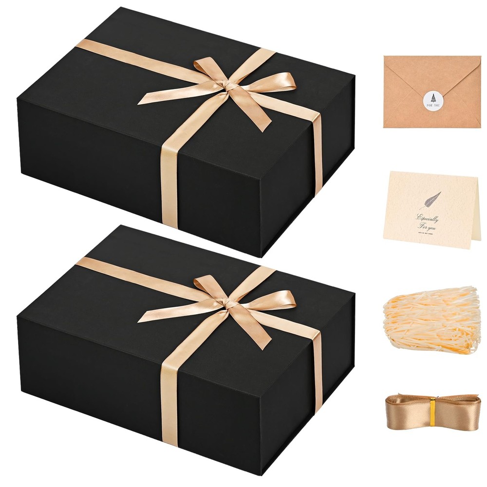 2-Pack 13.5x10x4 Elegant Large Gift Boxes for Graduation Presents