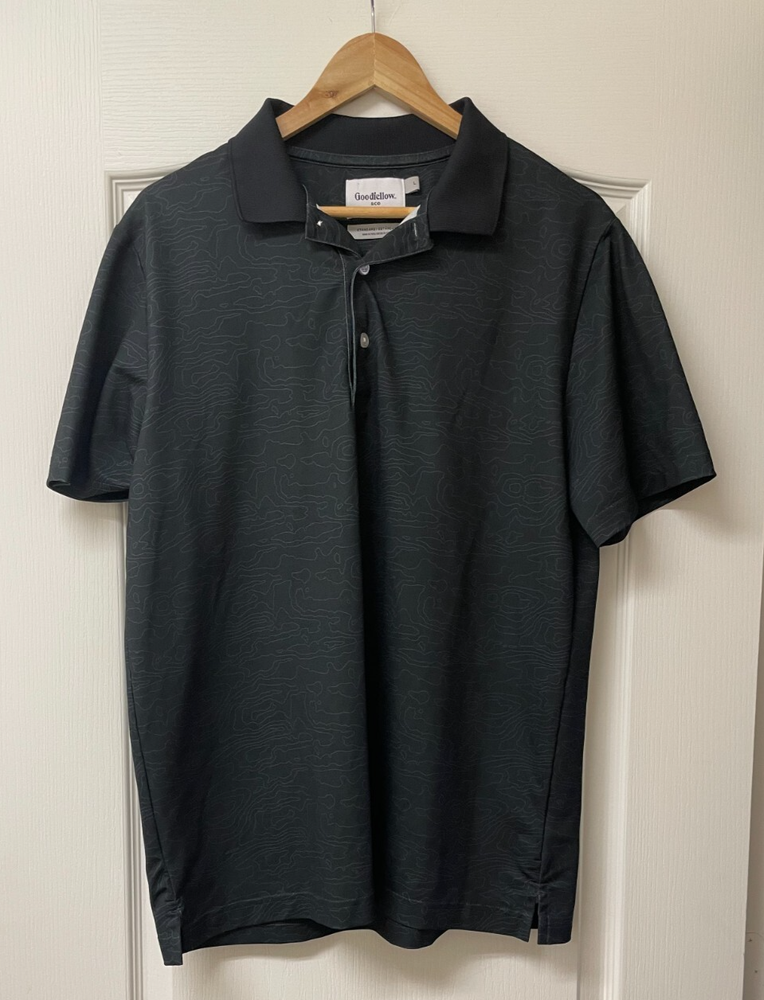 Men's Good Fellow Black Polo Short Sleeve Shirt Size Large