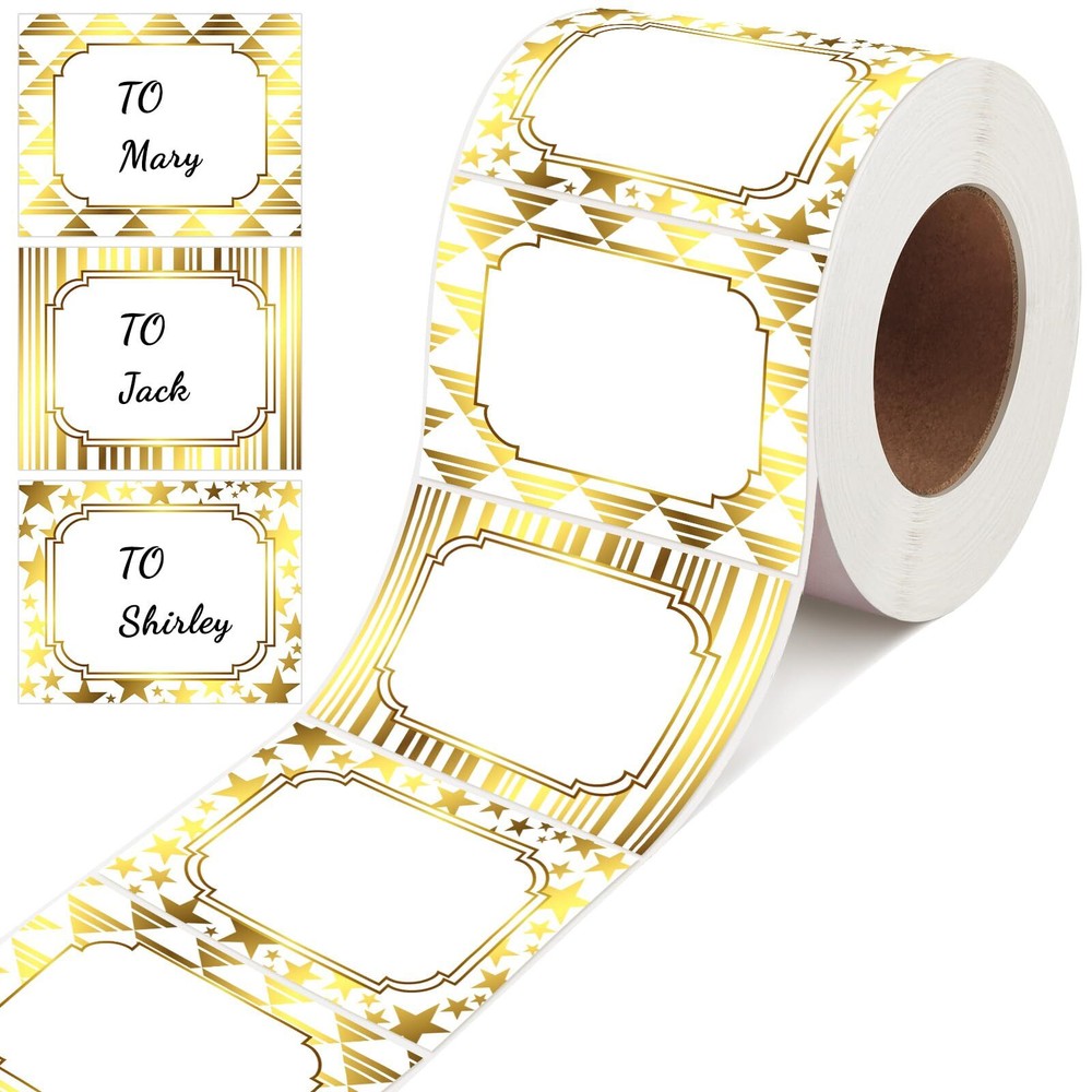 300 Pcs Gold Self Adhesive Name Tags Stickers, 3 x 2 Inches Christmas Gift La...