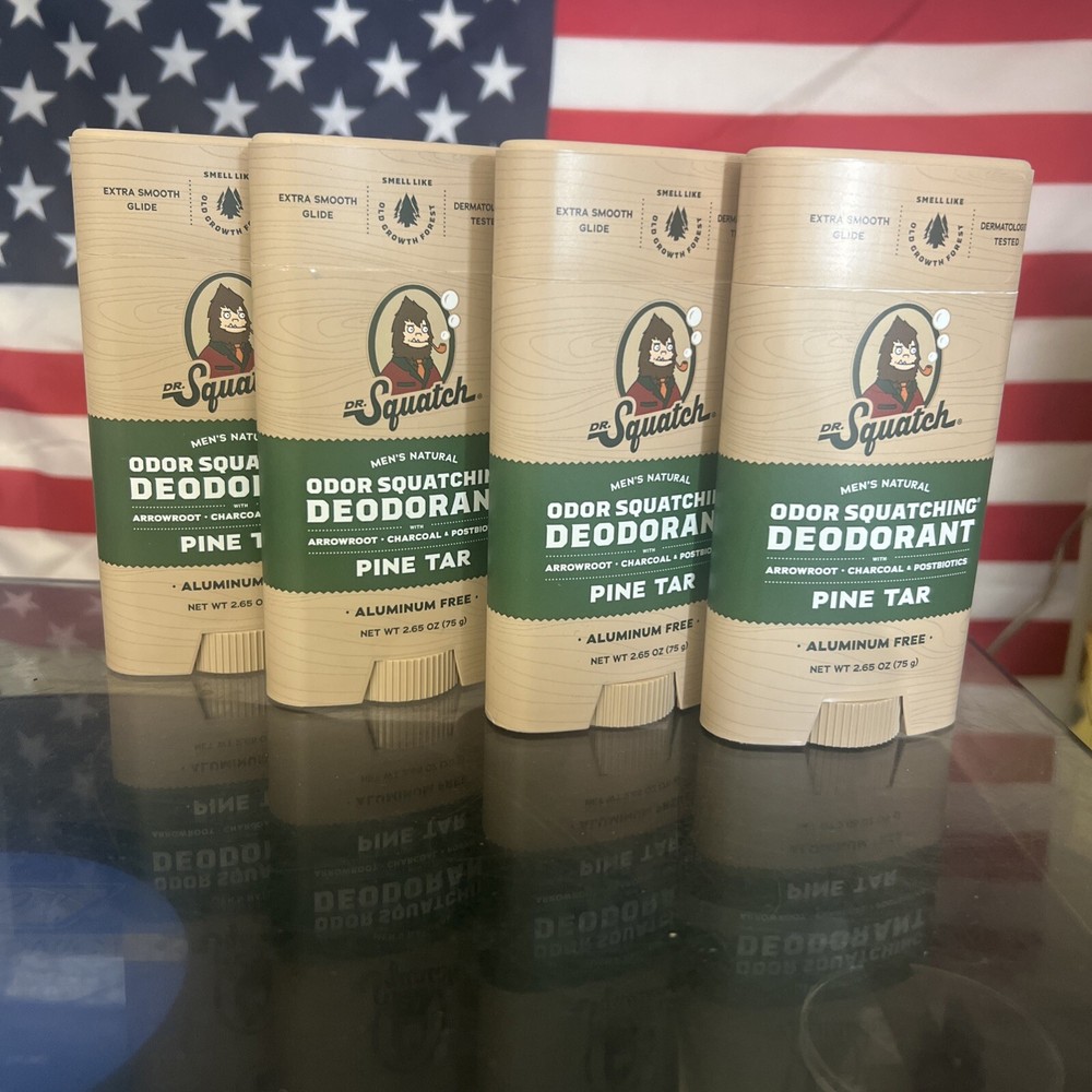 Dr SQUATCH Deodorant Pine Tar Four Pack!! FREE shipping