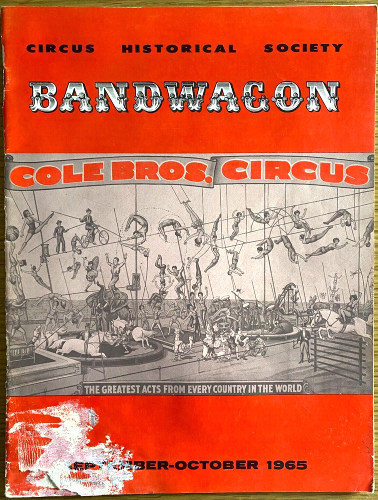 1965 Sept/Oct CIRCUS HISTORICAL SOCIETY: BANDWAGON vintage magazine COLE BROS.
