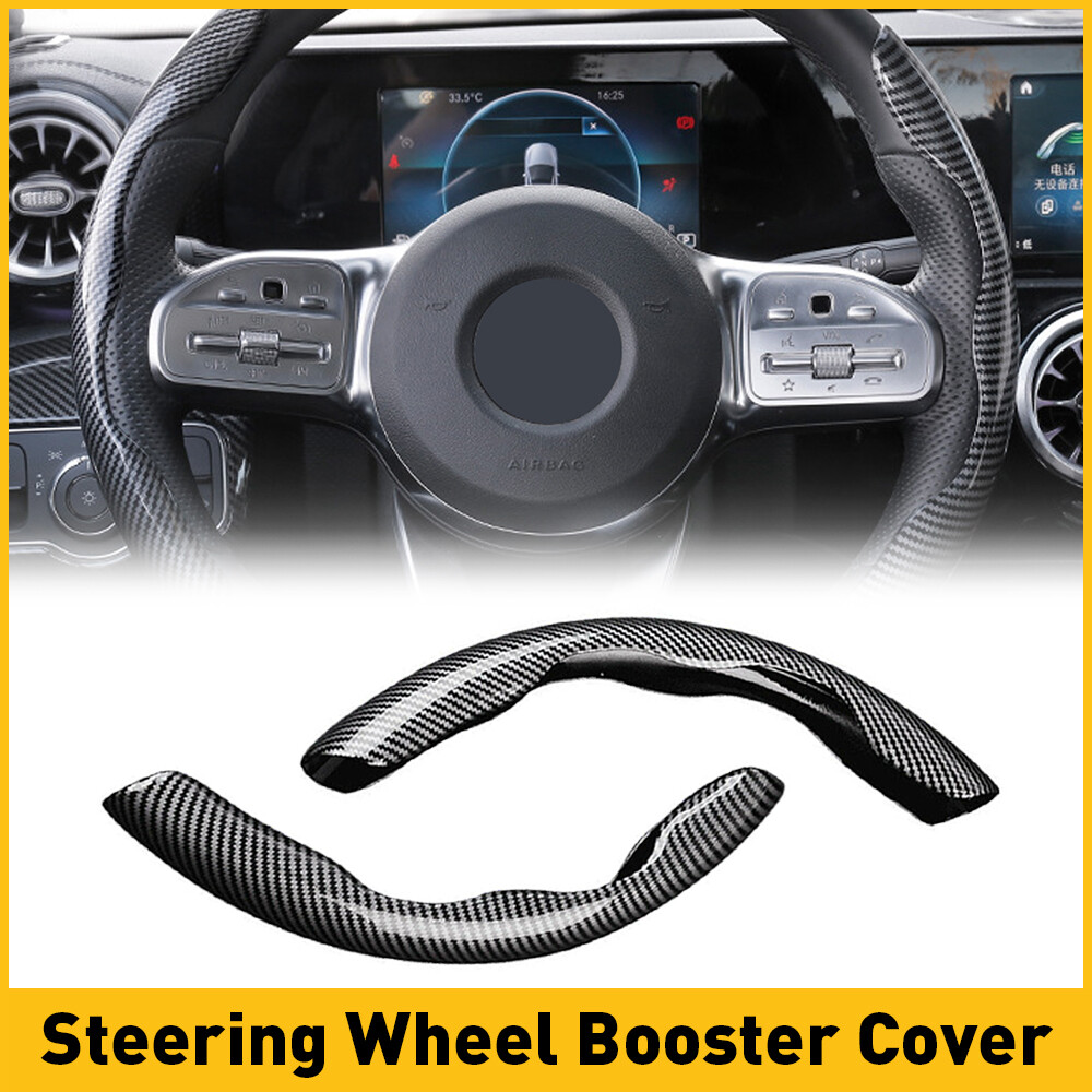2x Carbon Fiber Black Car Steering Wheel Booster Cover Non-Slip Auto Accessories