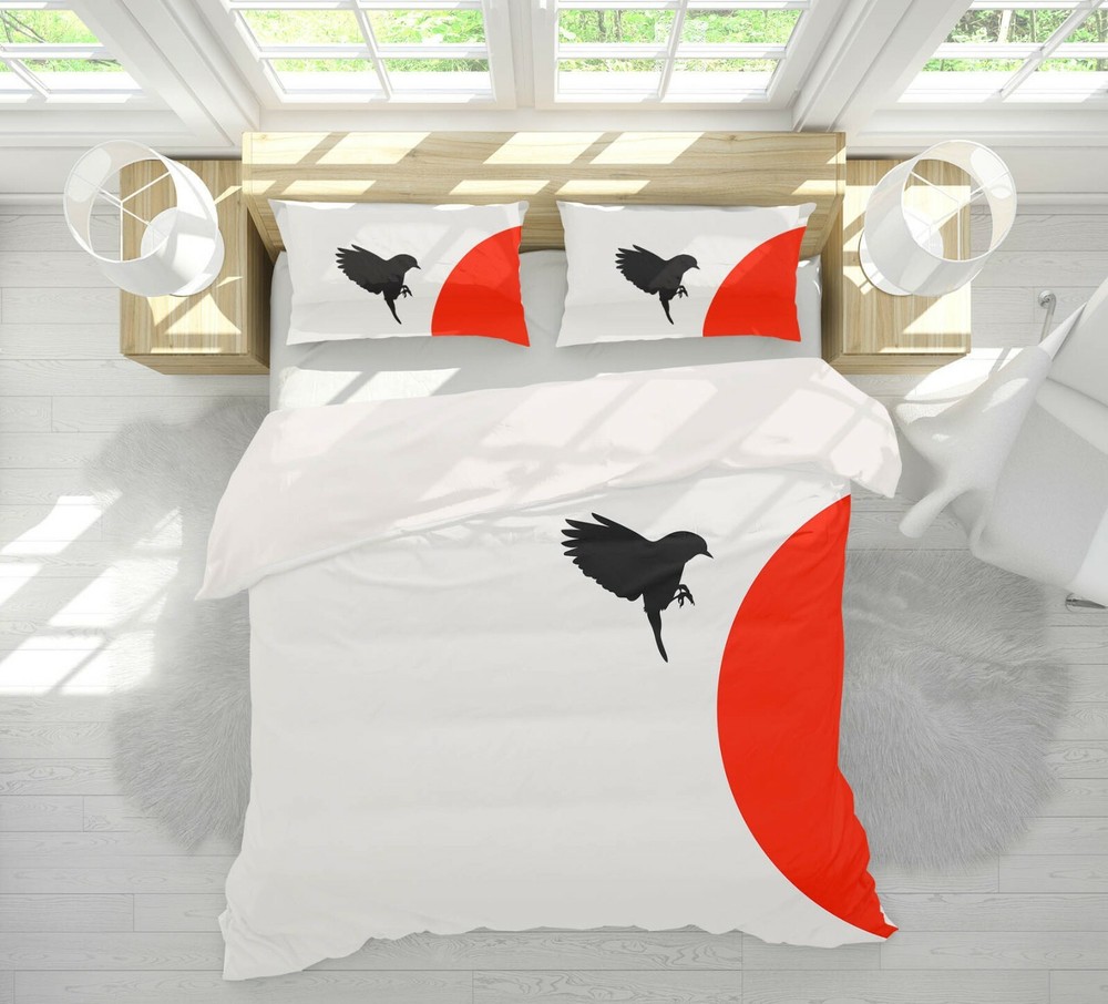 3D Sun Black Bird A056 Bed Pillowcases Quilt Duvet Cover Boris Draschoff Zoe