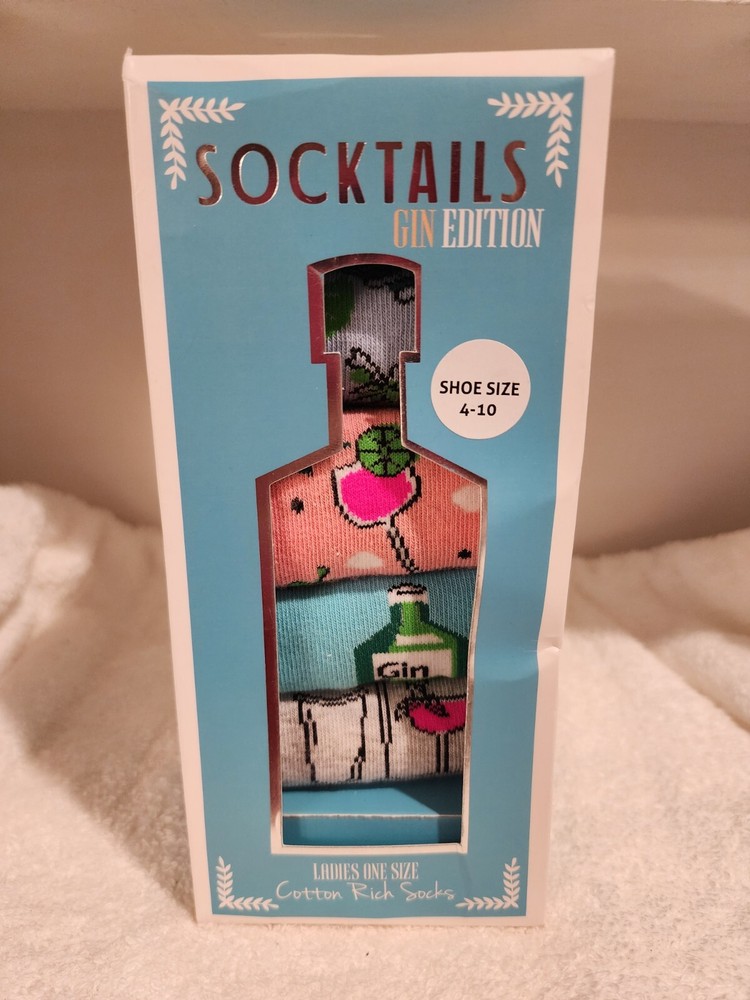 Socktails Women's One Size 4-Pack Gin Edition Cotton Rich Socks NWT