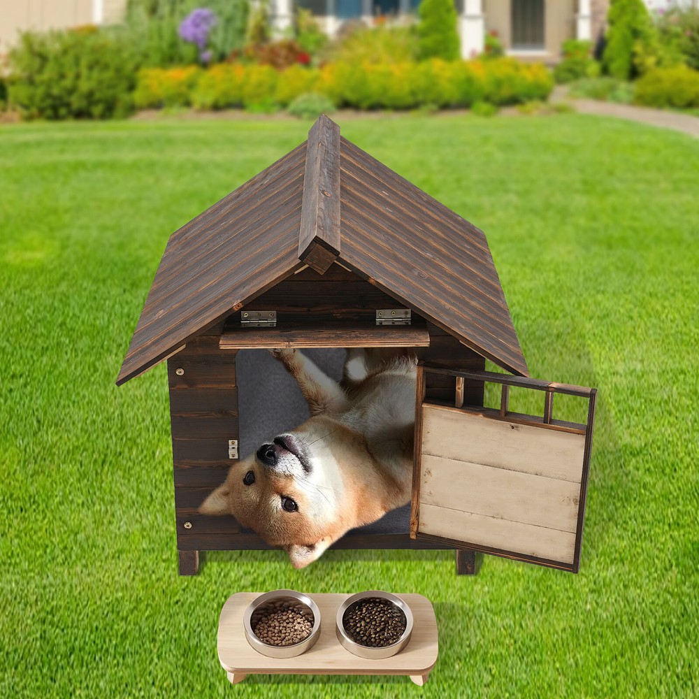 Pet House&Dog House with Window and Door for Dog within 10kg/22.05 lbs Brown New