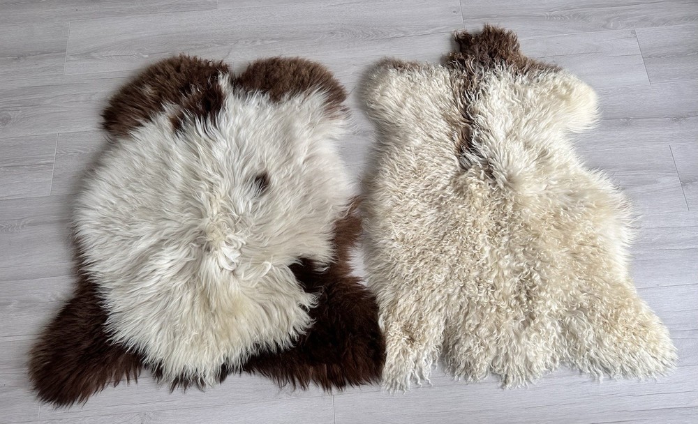 Set Of 2,%100 Natural  Sheepskin Rug, Natural Color,Sheepskin Pelt,camel.white.