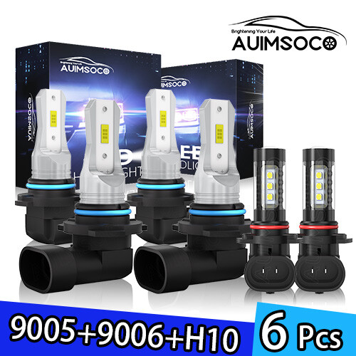 9005+9006+H10 Led Headlights Combo Hi-Lo Beam Fog Bulb 6x For Dodge Journey 2009