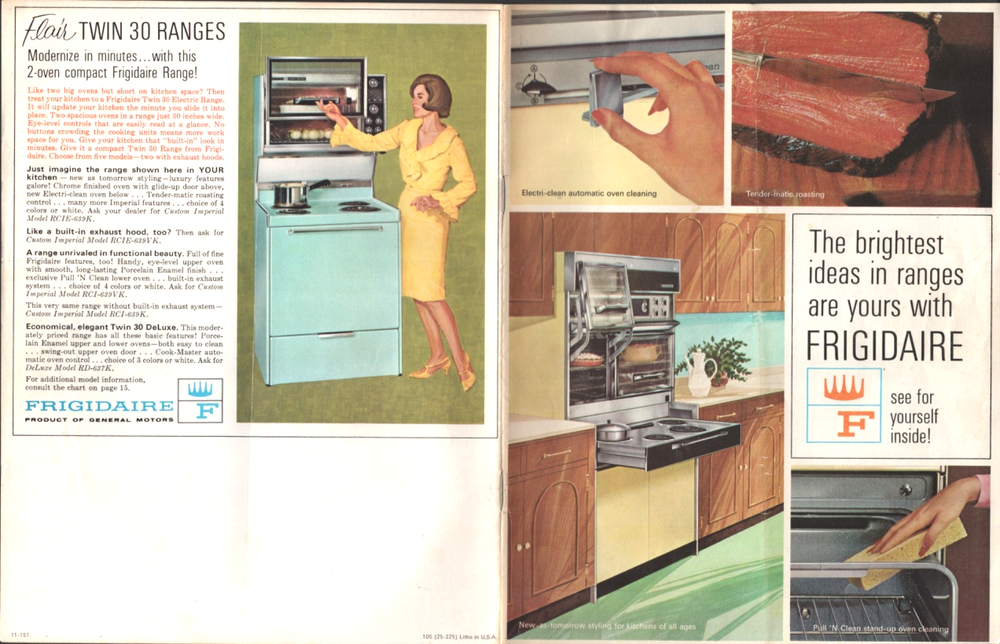 1960s FRIGIDAIRE OVENS and RANGES vintage advertising brochure GENERAL MOTORS