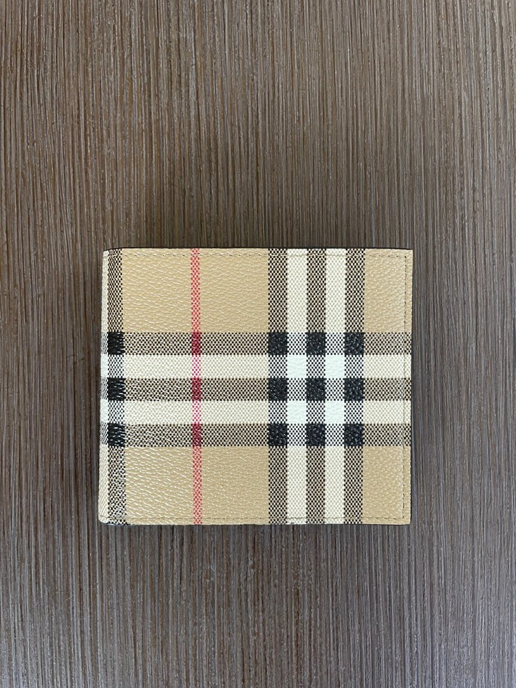 Authentic Burberry Vintage Check E-Canvas Bi-fold Wallet with coin Pocket