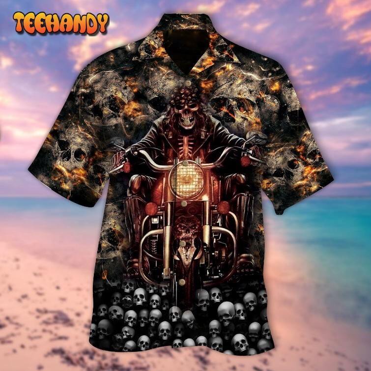 Cute Ghost Biker Skull Hawaiian Shirt for Men and Women 3D Print  