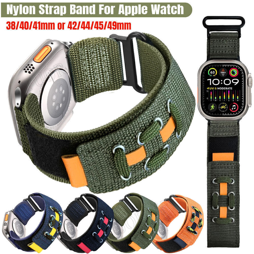 Rugged Military Nylon Loop Band For Apple Watch Ultra 9 8 7 6 5 4 3 Sport Strap