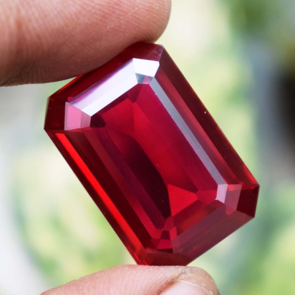 57.33 Ct Myanmar Natural Blood Red Painite Emerald Cut Certified Loose Gemstone