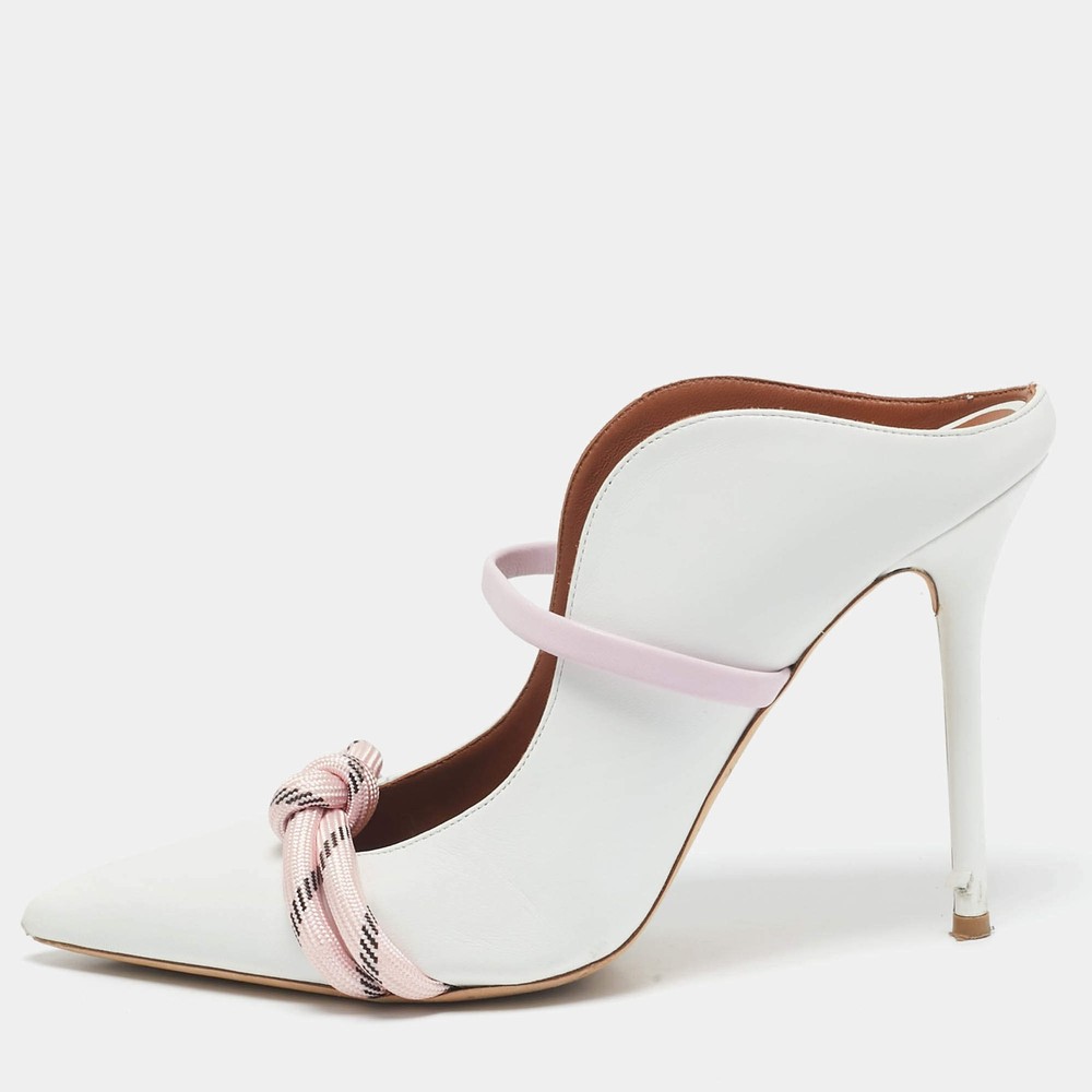 Malone Souliers WhitePink Leather Maureen Mules Size 39.5