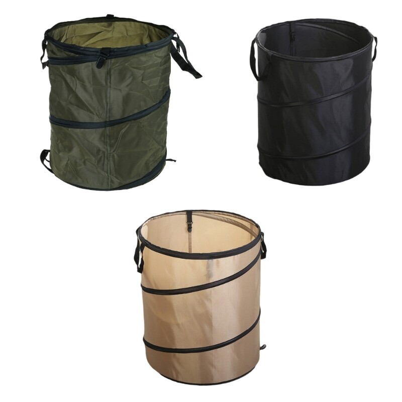 Portable Folding Camping Trash Can Reusable Yard Waste Bin Container
