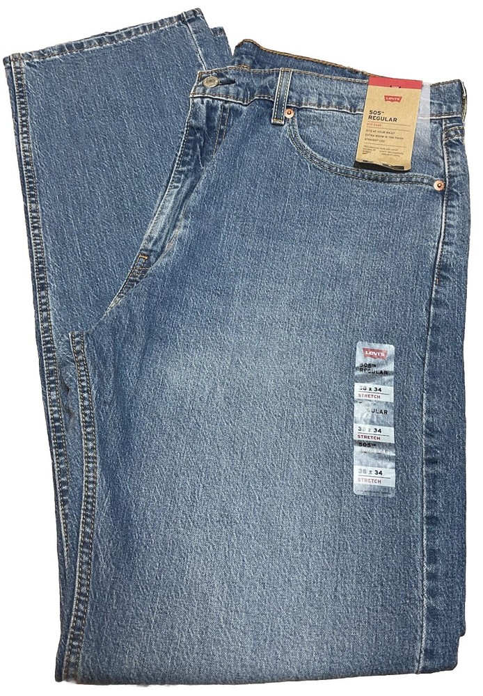 Men’s Levi Strauss 505 Regular Eco Ease Jeans- 38X34 Straight Leg- Stretch