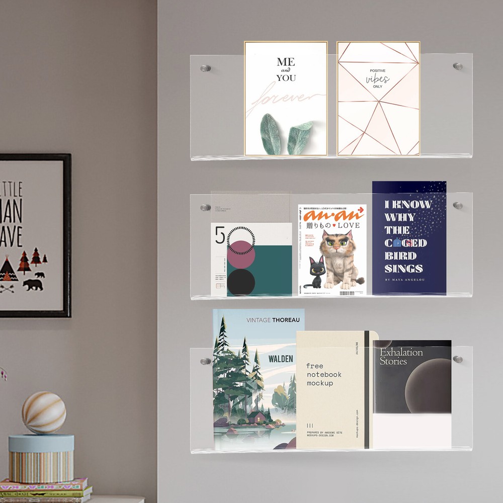 3 Tier Acrylic Brochure Holder Wall Mount Flyer Literature Pamphlet Display Rack