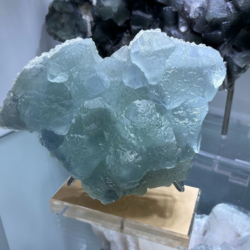15.73LB Rare Natural Green Fluorite Crystal Quartz Mineral Specimens  +Stand