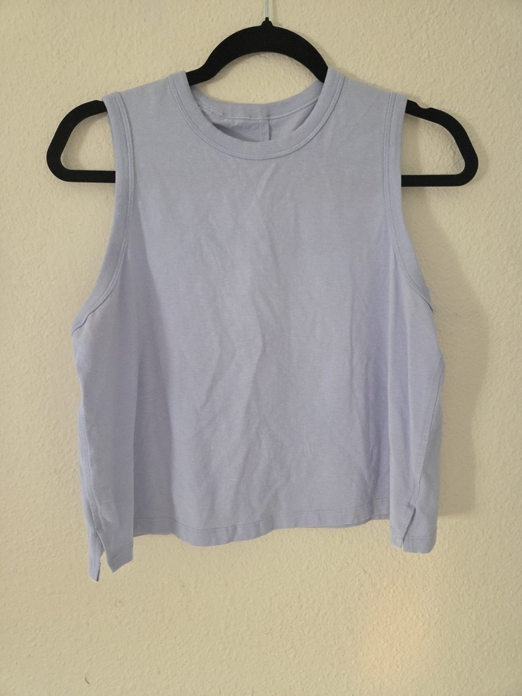 Womens Lululemon Classic Fit Cotton Linen Blend Lavender Tank Top Sz 12