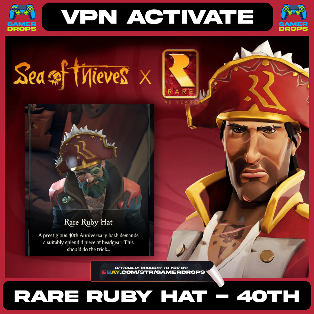Sea of Thieves RARE RUBY HAT - 40th Anniversary Global🌎XBOX/PC CODE - NEW EMOTE
