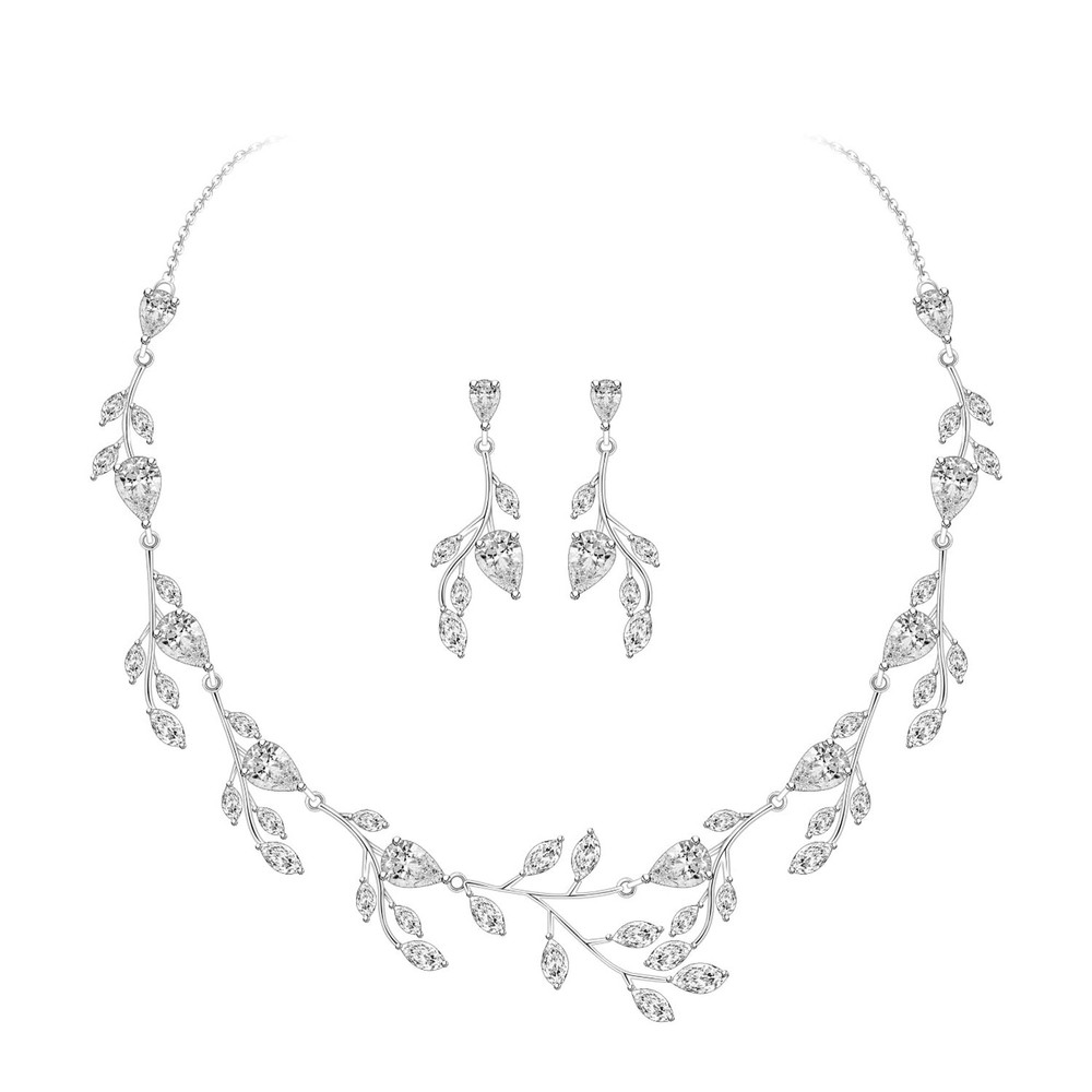 LMXXVJ Wedding Jewelry Set for Women,Teardrop Cubic Zirconia Necklace Earring...