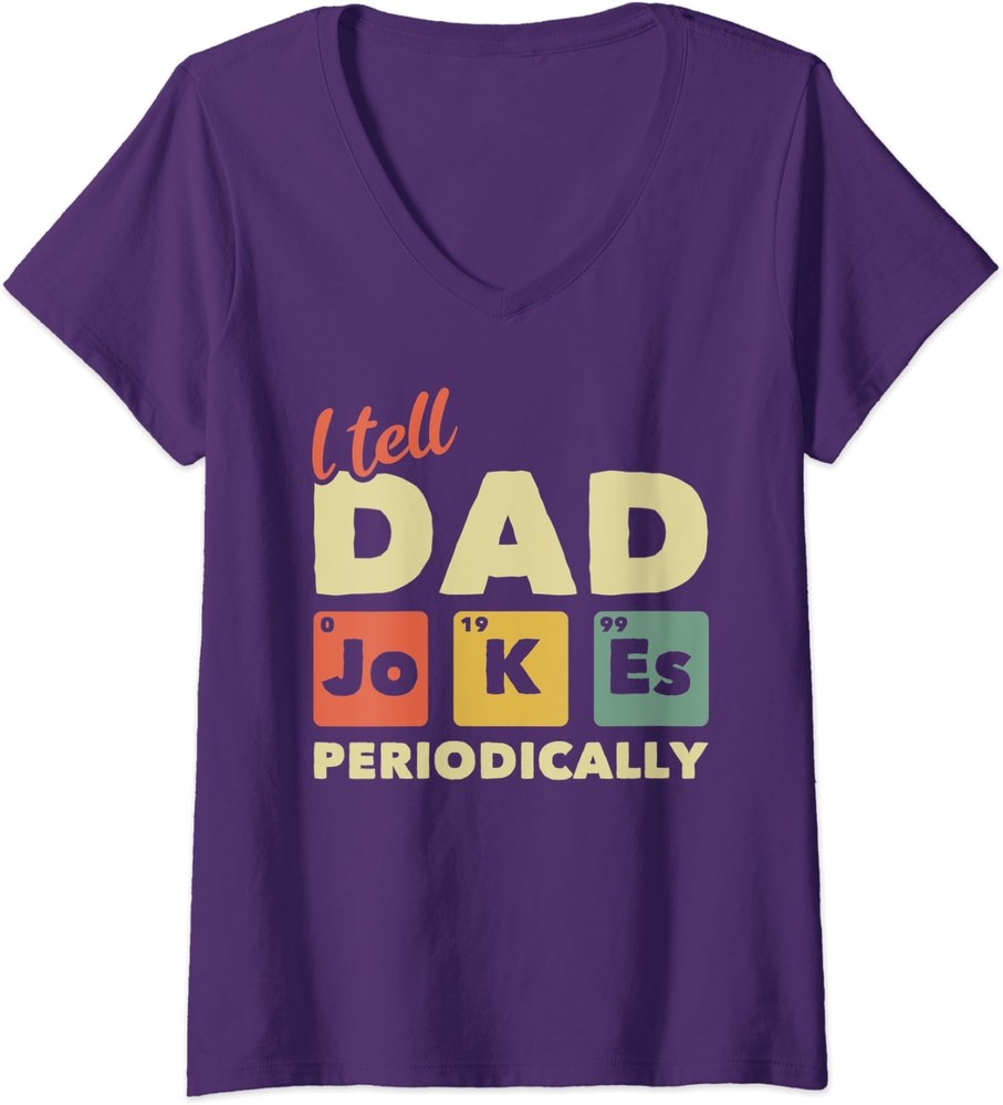 Fathers Day Gift Chemist Funny Geek Retro Dad Jokes Ladies' V-Neck Tshirt-image