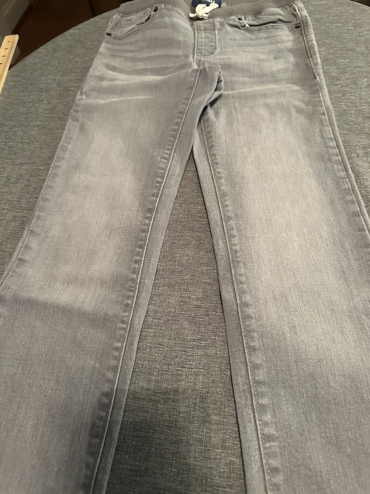Old Navy Adjustable Drawstring Pull On Karate Jeans Gray Boys 10-12, Inseam 24”