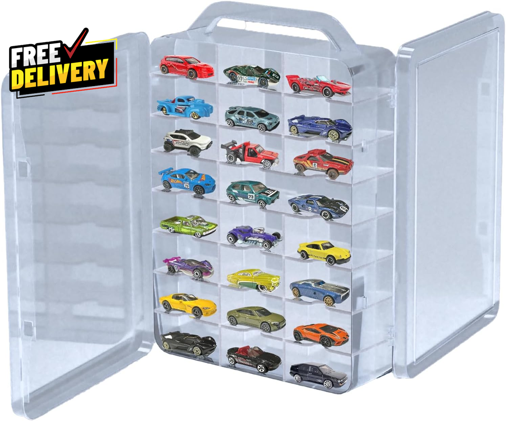 Double Sided Hot Wheels Car Storage Case with Handle for Easy Transport-image