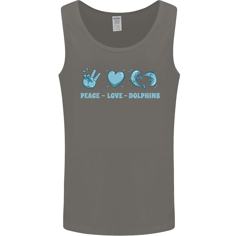 Peace Love Dolphins Mens Vest Tank Top