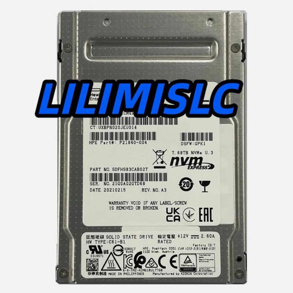 New In Box KIOXIA KCM6XRUL7T68 Enterprise NVMe SSD 7.68TB PCIe U.3