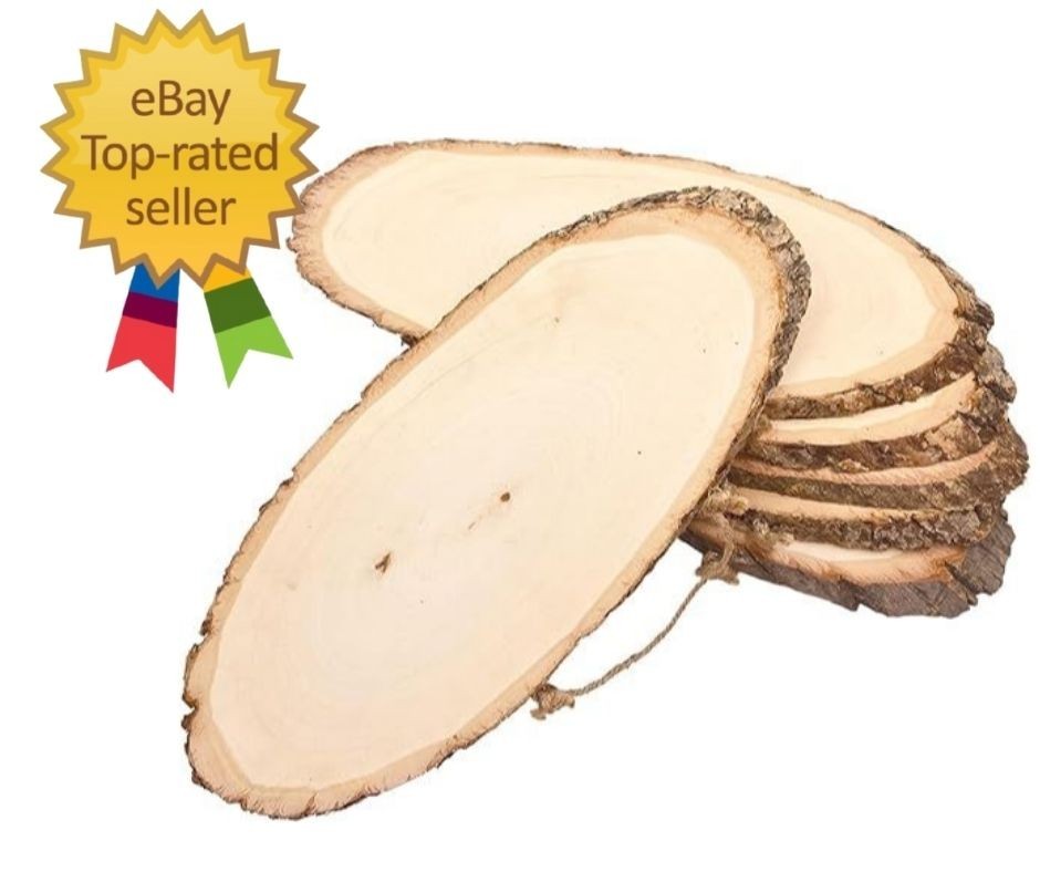 16 Inch 6 Pack Large Oval Basswood Signs Wood Slice for DIY Painting Crafts