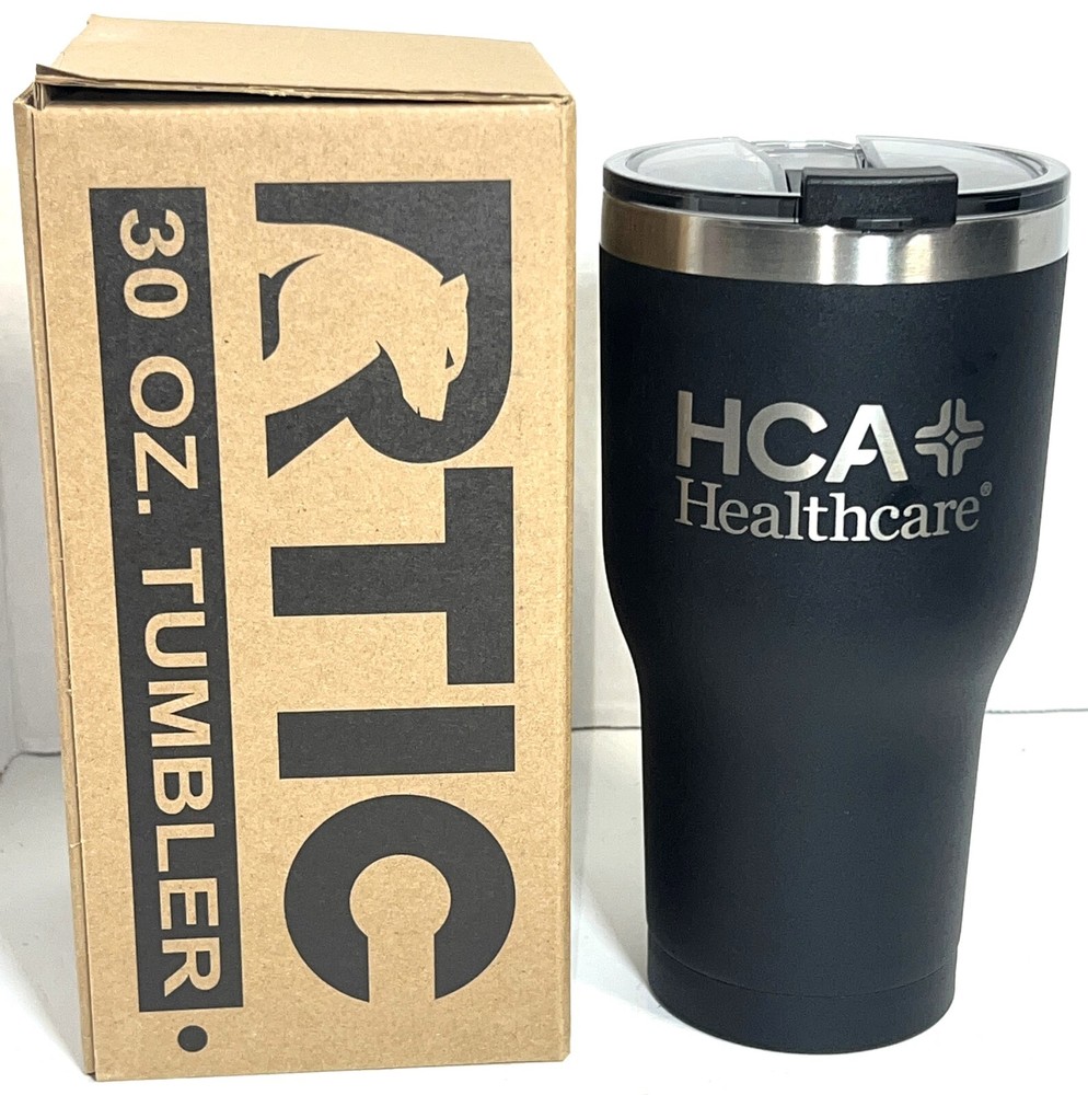 RTIC 30 oz Insulated Tumbler Charcoal Black Travel Mug Cup HCA Healthcare NEW