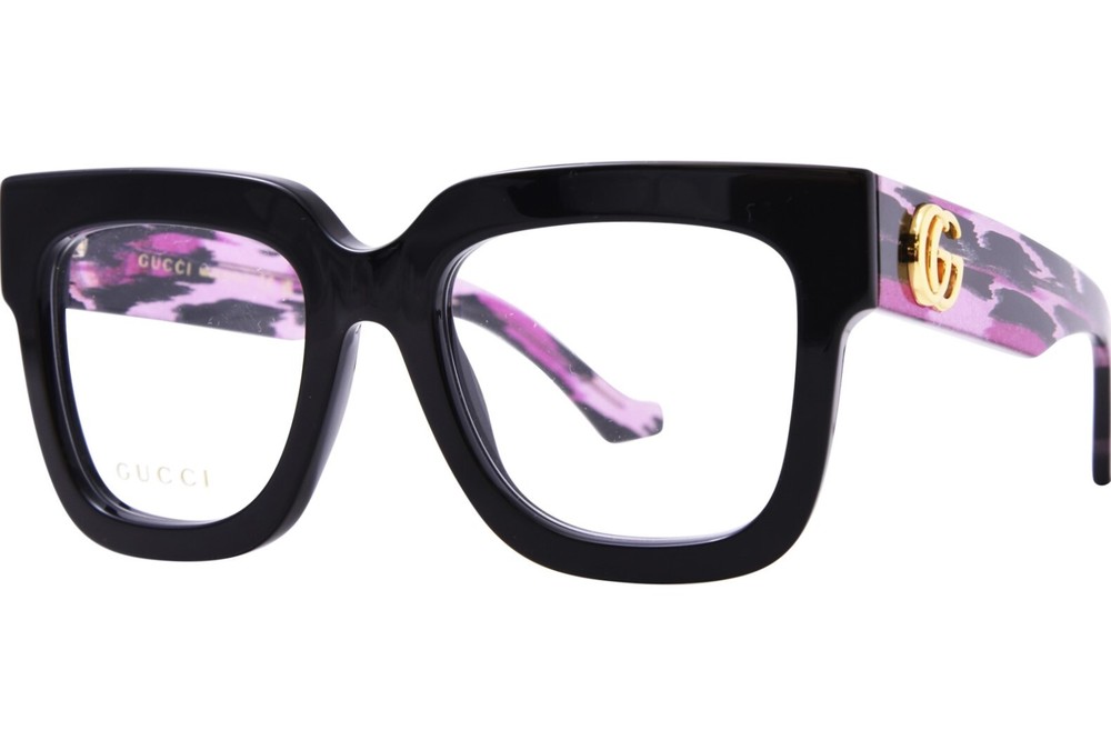 Gucci GG1549O 003 Eyeglasses Frame Women's Black/Pink Leopard Full Rim 52mm