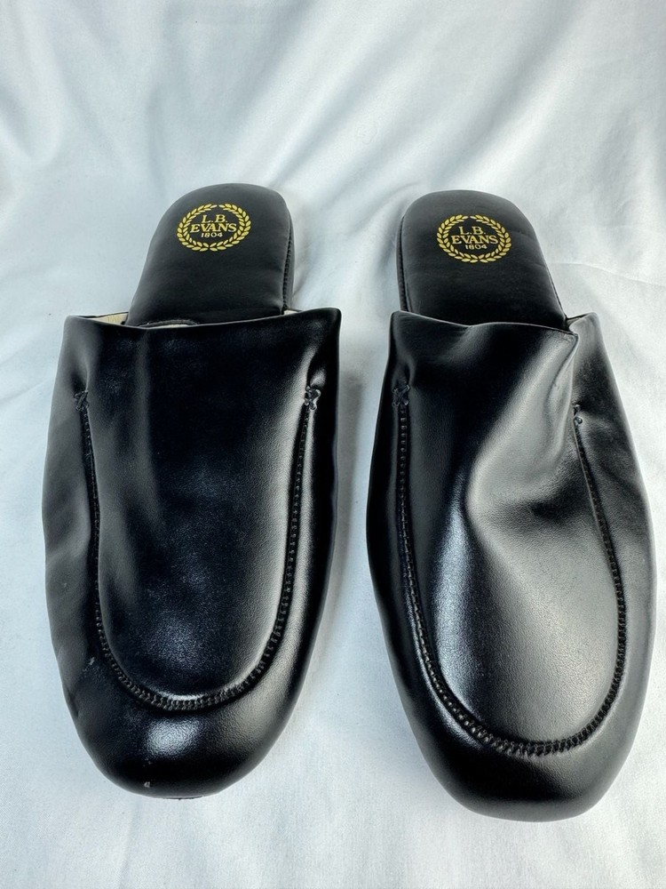 L.B. Evans Men's Duke Leather Scuff Slipper Black 10.5 M