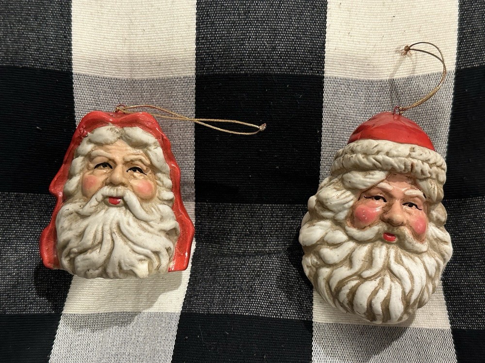 Vintage Old World Saint Nick Santa Claus Ornament Lot Christmas Ceramic 3”