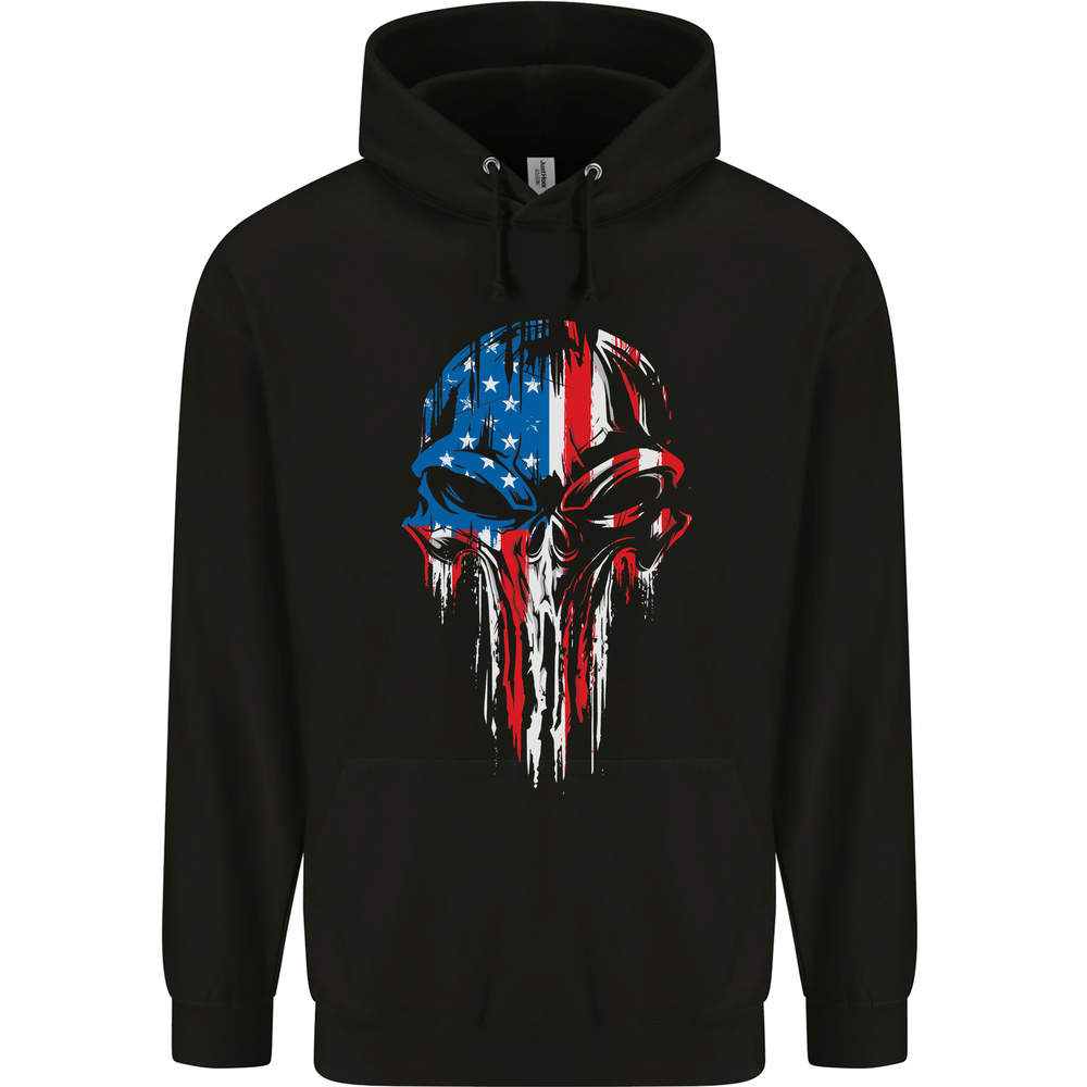 USA Flag Skull Gym MMA Biker America Mens 80% Cotton Hoodie